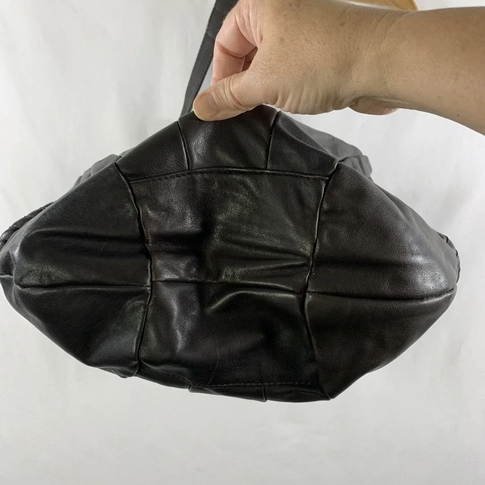VTG 90s Carlo Amboldi Womens Leather Hobo Bag Shoulder Purse Brown Italy Slouchy